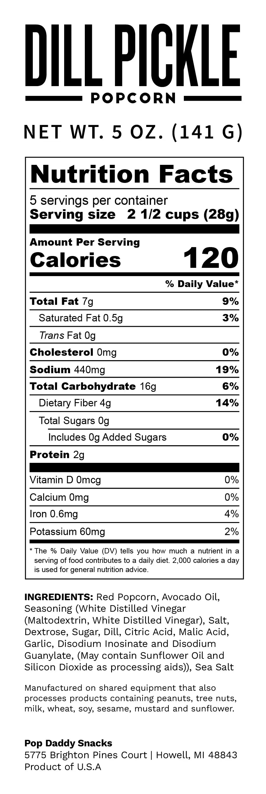 Dill Pickle Flavored Popcorn 5.0oz