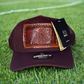 Custom Hand Tooled Leather Patch Hat Trucker Style - Maroon