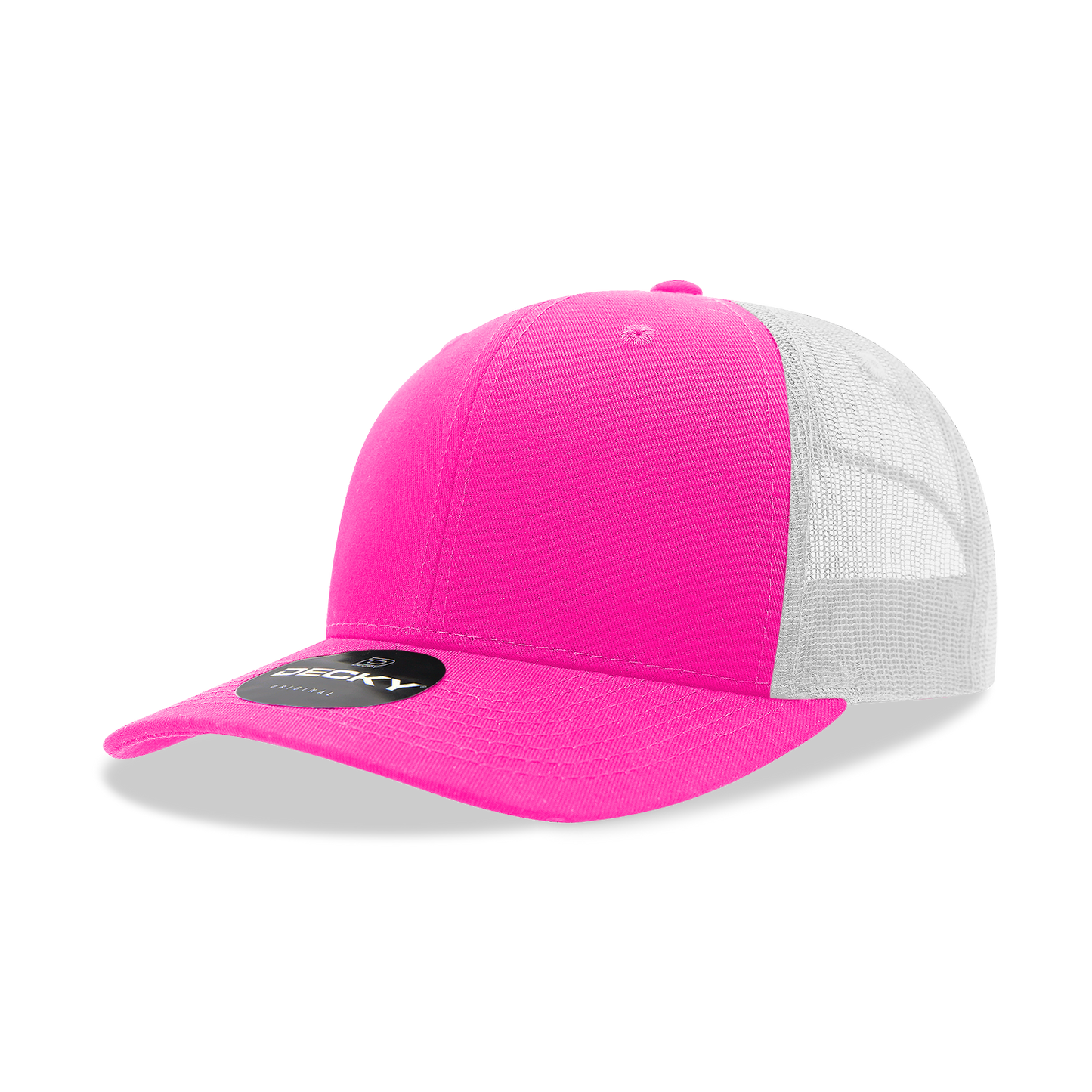 Custom Hand Tooled Leather Patch Hat Trucker Style -          Hot Pink/White