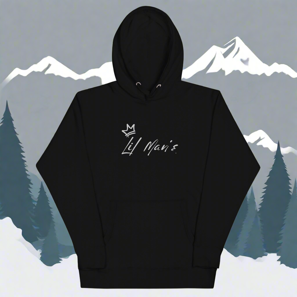 Lil Man's Hoodie - black with white embroidery