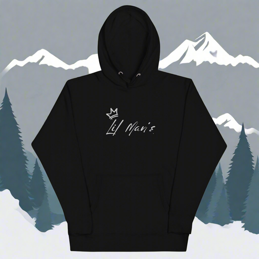 Lil Man's Hoodie - black with white embroidery