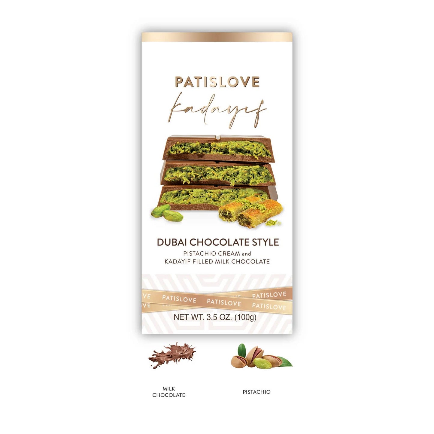 PatisLove Dubai Chocolate Bar – Premium Gourmet 100g