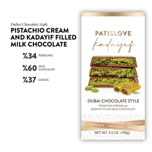 PatisLove Dubai Chocolate Bar – Premium Gourmet 100g
